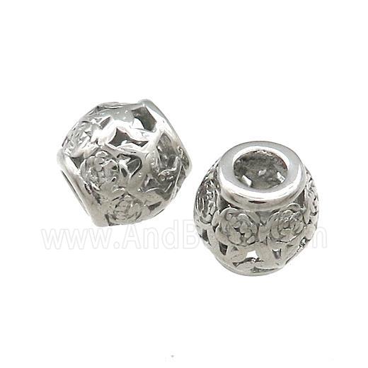 Raw Titanium Steel Barrel Beads Large Hole Hollow