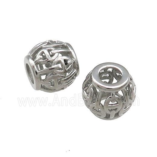 Raw Titanium Steel Barrel Beads Large Hole Hollow 