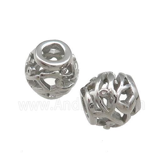 Raw Titanium Steel Barrel Beads Large Hole Hollow
