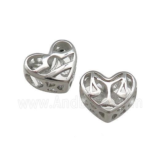 Raw Titanium Steel Heart Beads Zodiac Libra Large Hole Hollow