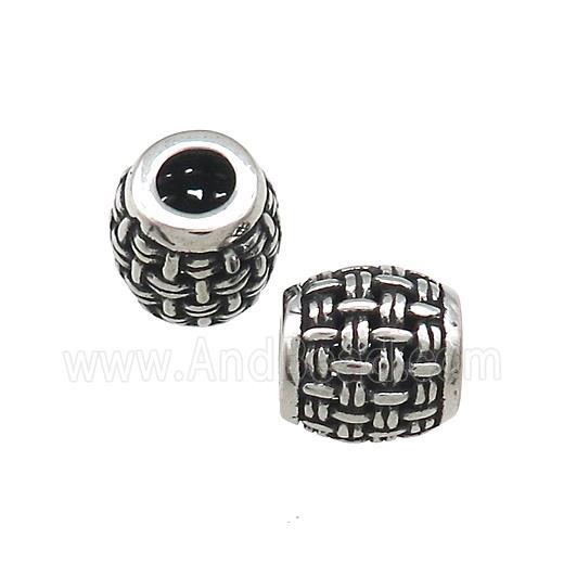 Titanium Steel Barrel Beads Large Hole Hollow Antique Silver