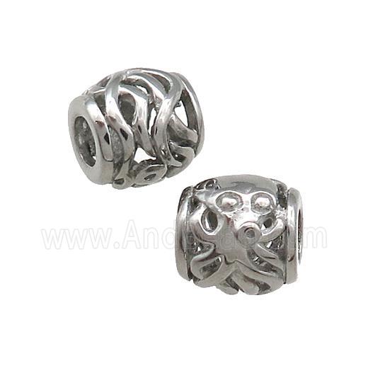 Raw Titanium Steel Barrel Beads Large Hole Hollow