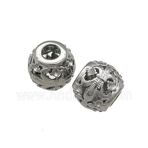 Raw Titanium Steel Round Beads Large Hole Hollow