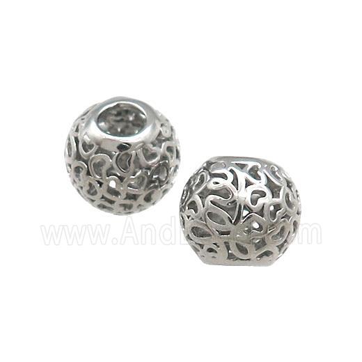 Raw Titanium Steel Round Beads Large Hole Hollow