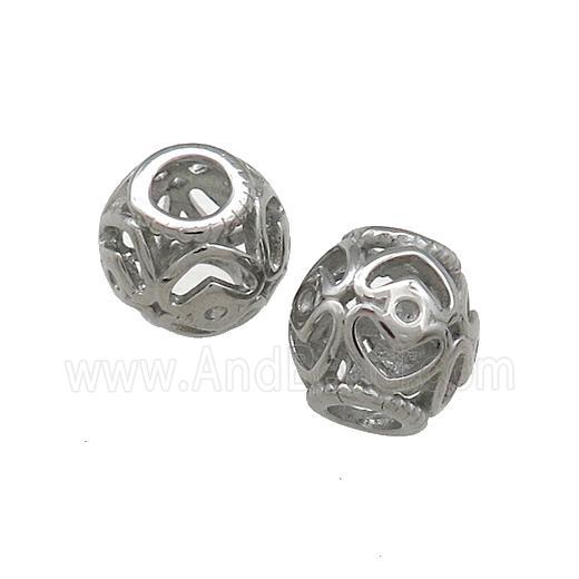 Raw Titanium Steel Round Beads Large Hole Hollow