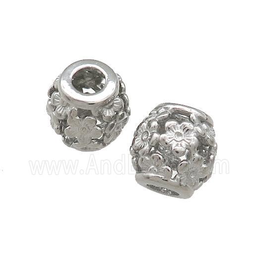 Raw Titanium Steel Barrel Beads Flower Large Hole Hollow
