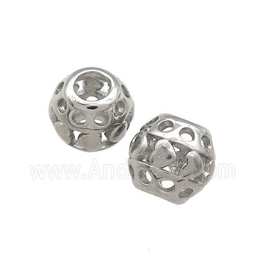 Raw Titanium Steel Round Beads Large Hole Hollow