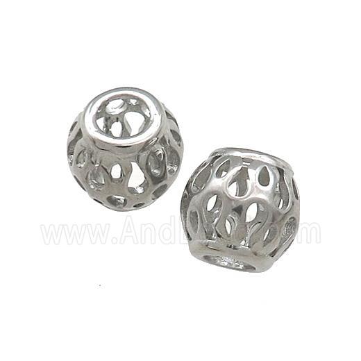 Raw Titanium Steel Round Beads Large Hole Hollow