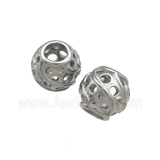 Raw Titanium Steel Barrel Beads Large Hole Hollow