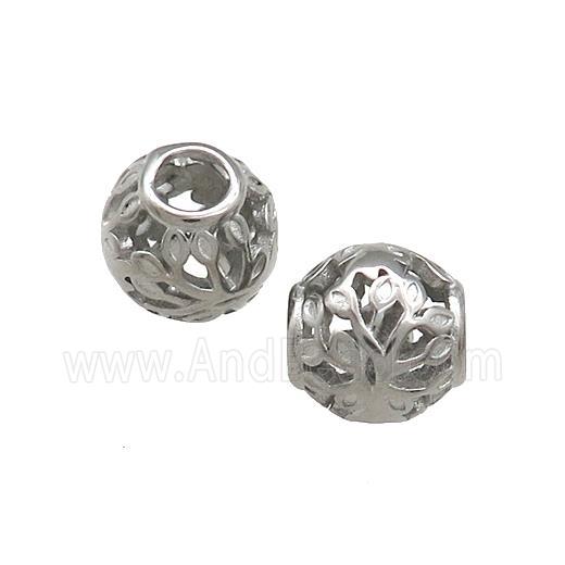 Raw Titanium Steel Round Beads Large Hole Hollow