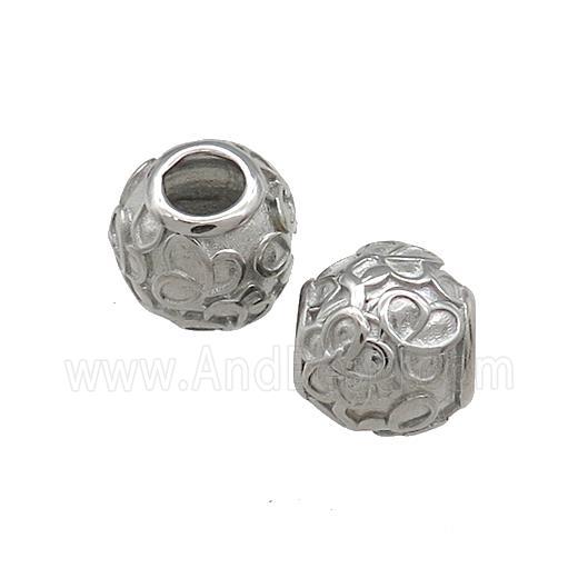 Raw Titanium Steel Round Beads Large Hole