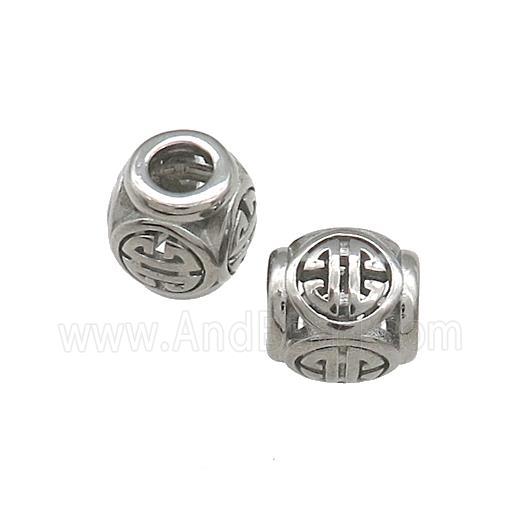 Raw Titanium Steel Round Beads Large Hole Hollow