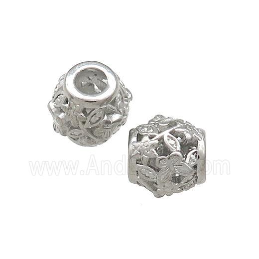 Raw Titanium Steel Round Beads Large Hole Hollow