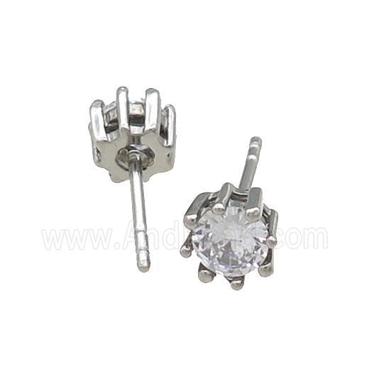 Raw Stainless Steel Stud Earring Pave Rhinestone