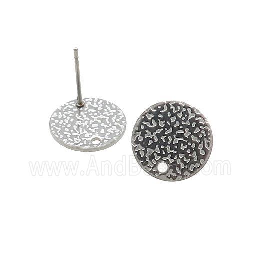 Stainless Steel Stud Earrings Hammered Antique Silver
