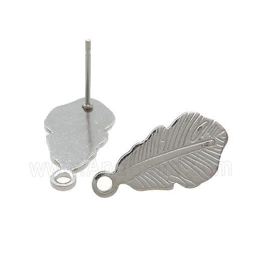 Leaf Stud Earrings Stainless Steel Raw