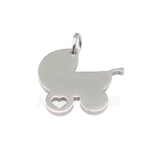 Baby Stroller Charms Raw Stainless Steel Pendant