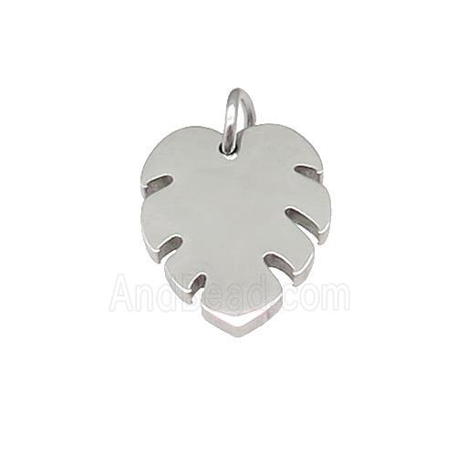 Raw Stainless Steel Leaf Pendant