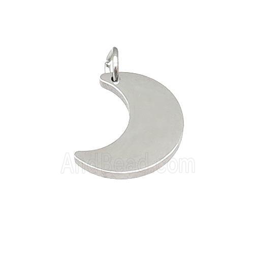 Raw Stainless Steel Moon Pendant