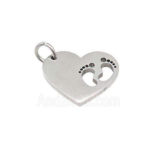 Barefoot Heart Charms Raw Stainless Steel Pendant