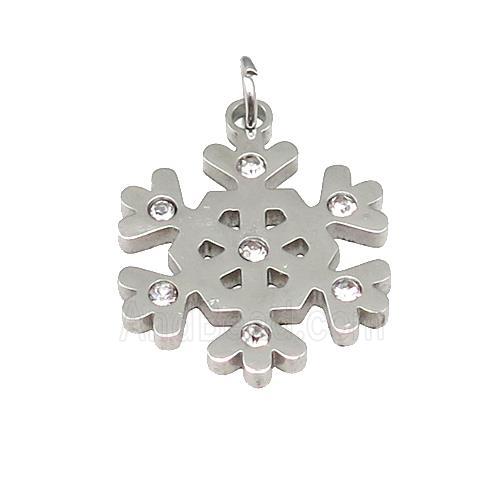 Christmas Snowflake Charms Row Stainless Steel Pendant Pave Rhinestone
