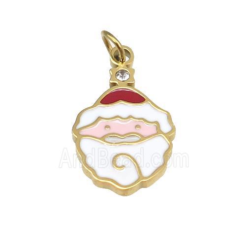 Christmas Santa Claus Stainless Steel Pendant Multicolor Enamel Gold Plated