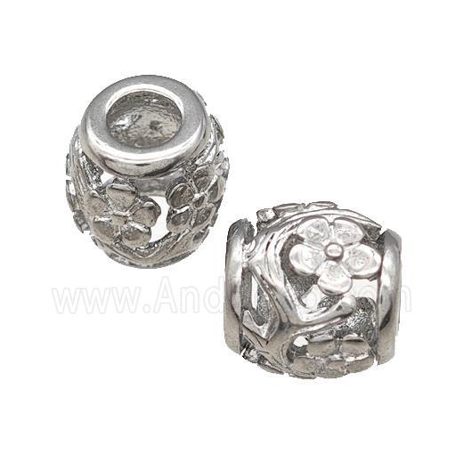 Raw Titanium Steel Barrel Beads Large Hole Flower Hollow