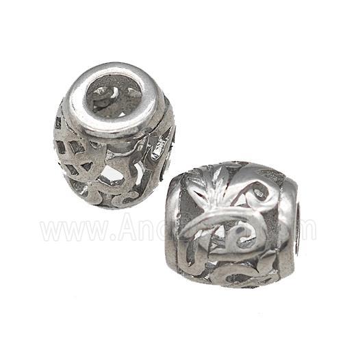 Raw Titanium Steel Barrel Beads Large Hole Hollow