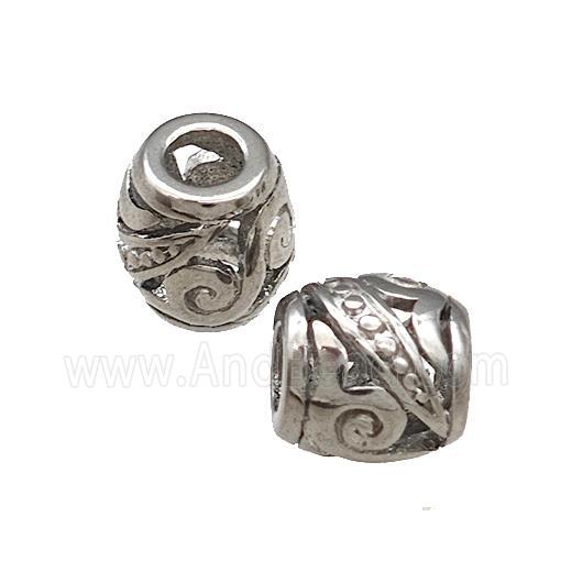 Raw Titanium Steel Barrel Beads Large Hole Hollow