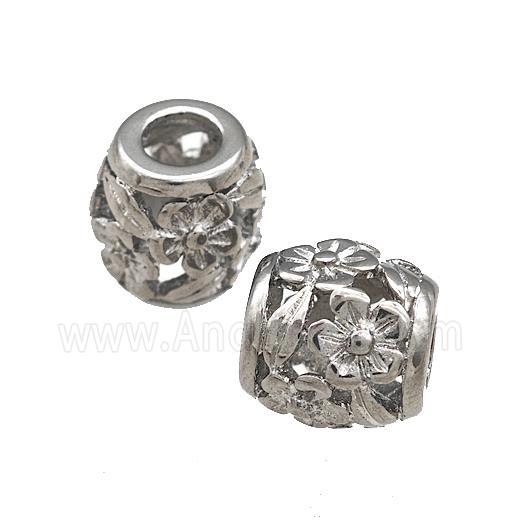 Raw Titanium Steel Barrel Beads Large Hole Flower Hollow