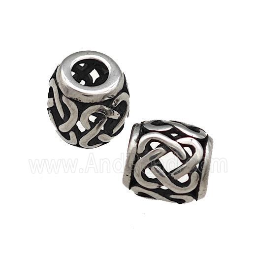 Titanium Steel Barrel Beads Large Hole Hollow Antique Silver