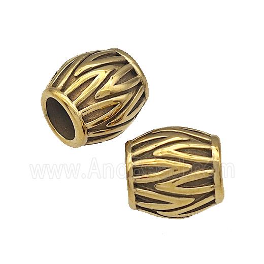 Stainless Steel Barrel Beads Large Hole Gold Plated