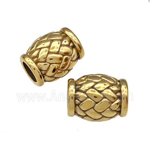 Stainless Steel Barrel Beads Large Hole Gold Plated