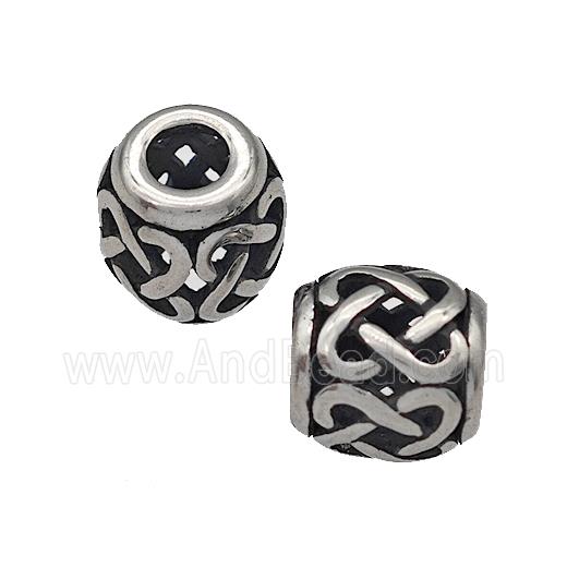316 Stainless Steel Barrel Beads Hollow Large Hole Antique silver
