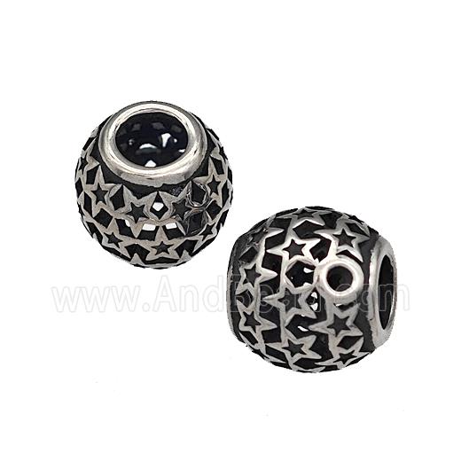 316 Stainless Steel Barrel Beads Hollow Large Hole Antique silver