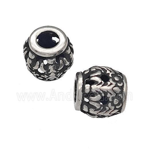 316 Stainless Steel Barrel Beads Hollow Large Hole Antique silver