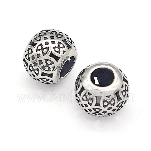 316 Stainless Steel Round Beads Hollow Large Hole Antique silver