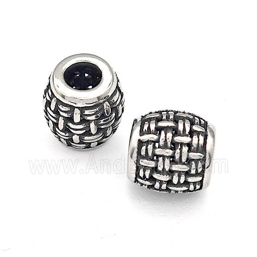 316 Stainless Steel Barrel Beads Hollow Large Hole Antique silver