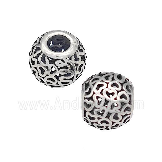 316 Stainless Steel Round Beads Hollow Large Hole Antique silver