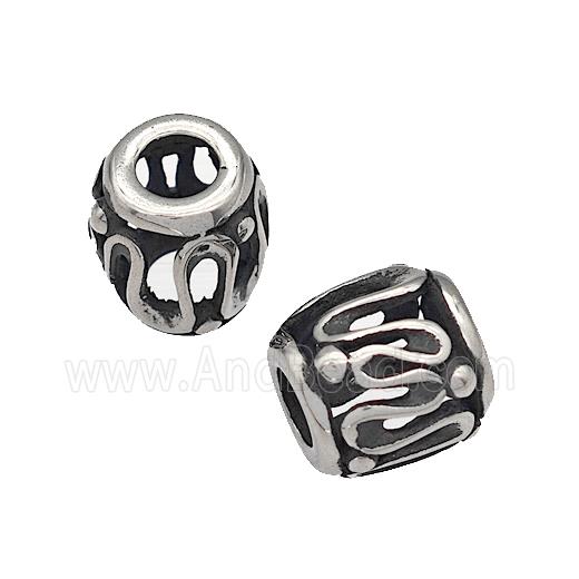 316 Stainless Steel Barrel Beads Hollow Large Hole Antique silver