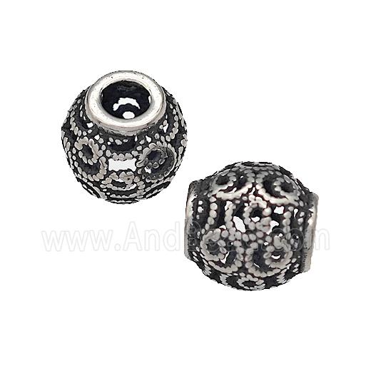 316 Stainless Steel Barrel Beads Hollow Large Hole Antique silver