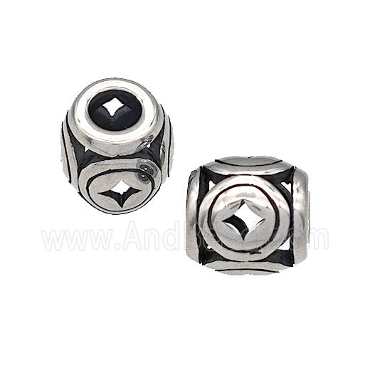 316 Stainless Steel Barrel Beads Hollow Large Hole Antique silver