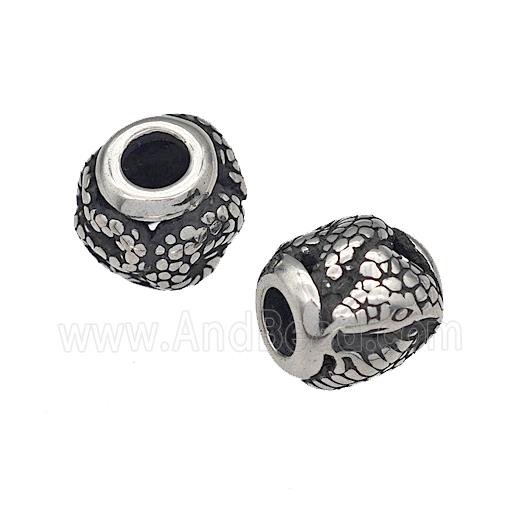 316 Stainless Steel Barrel Beads Snake Hollow Large Hole Antique silver