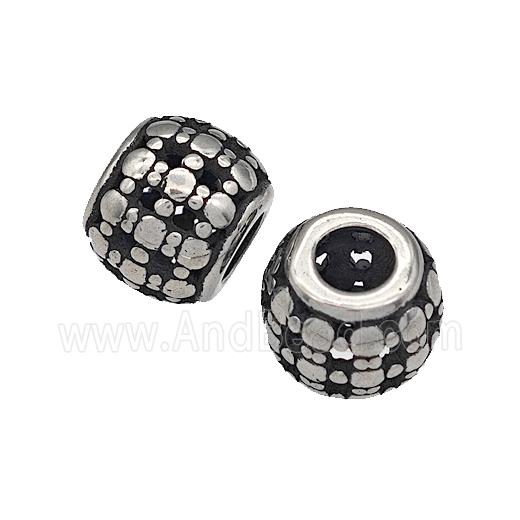 316 Stainless Steel Round Beads Hollow Large Hole Antique silver
