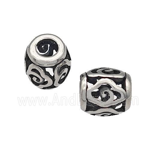 316 Stainless Steel Barrel Beads Hollow Large Hole Antique silver