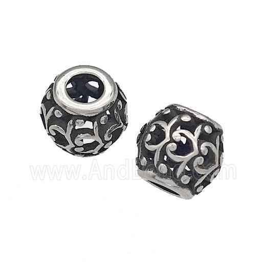 316 Stainless Steel Barrel Beads Hollow Large Hole Antique silver