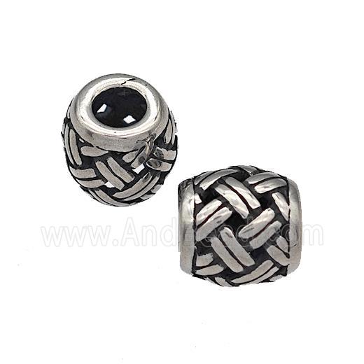 316 Stainless Steel Barrel Beads Hollow Large Hole Antique silver