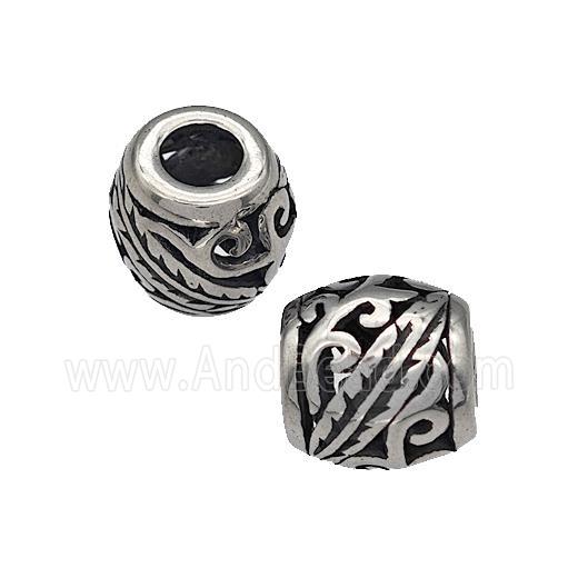 316 Stainless Steel Barrel Beads Hollow Large Hole Antique silver