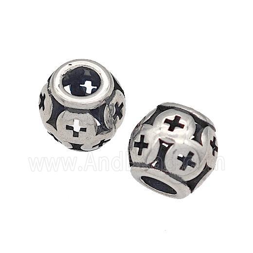 316 Stainless Steel Barrel Beads Hollow Large Hole Antique silver