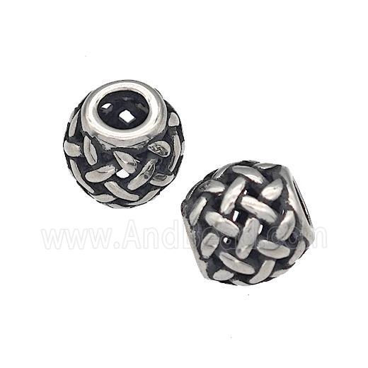 316 Stainless Steel Barrel Beads Hollow Large Hole Antique silver